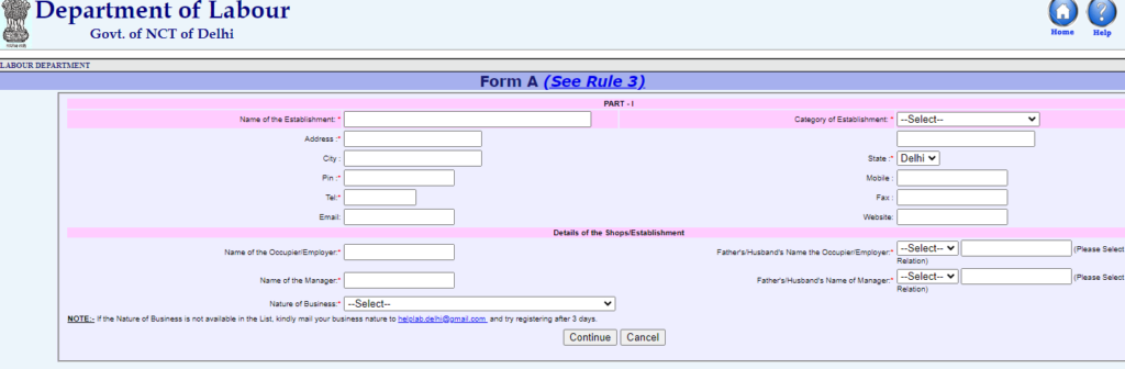 Online Shops And Establishment Registration