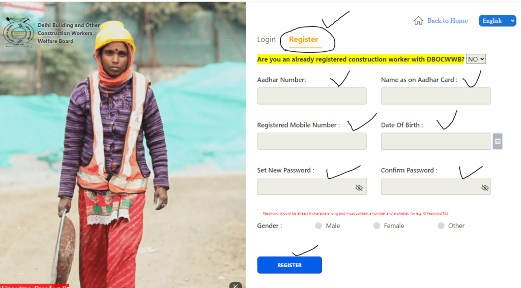 Delhi workers Registration