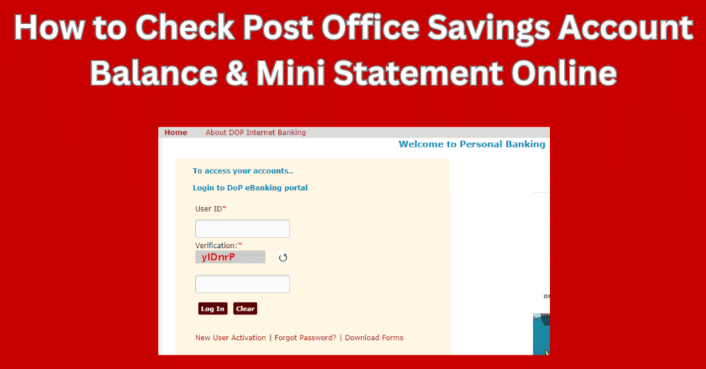 Post office Saving Scheme Balance Check
